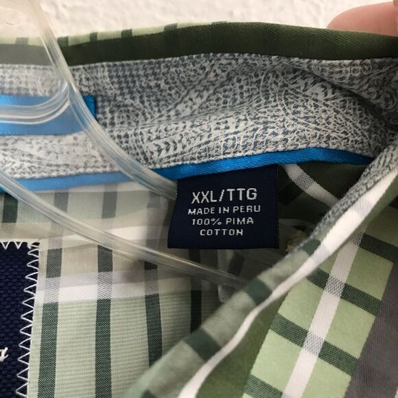 Tommy Bahama pima cotton plaid button up long sleeve shirt XXL - Picture 4 of 5